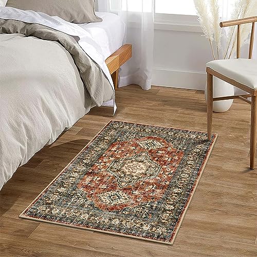 Lahome Oriental Washable Small Area Rug, 2x3 Rugs for Entryway Kitchen - color: Brick Red, size: 2' x 3' (Rectangular)