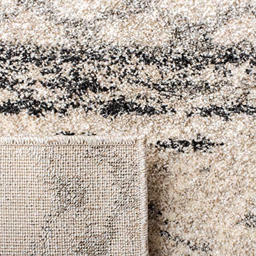 SAFAVIEH Retro Collection Area Rug - 4' Square, Cream & Grey, Modern Abstract Design, Non-Shedding & Easy Care, Ideal for High Traffic Areas in Living Room, Bedroom (RET2136-1180) - size: 4' x 4' (Square)