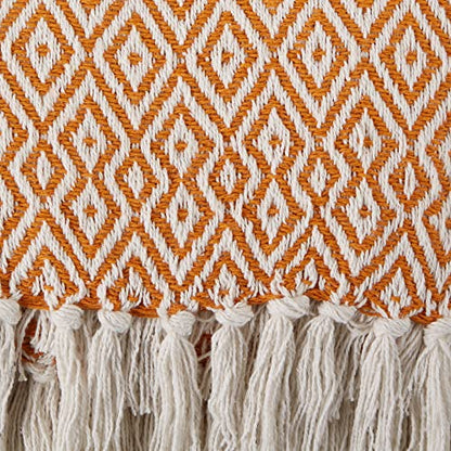 DII Rustic Farmhouse Double Diamond Woven Throw, 50x60, Pumpkin Spice - color: Pumpkin Spice, size: 50x60"