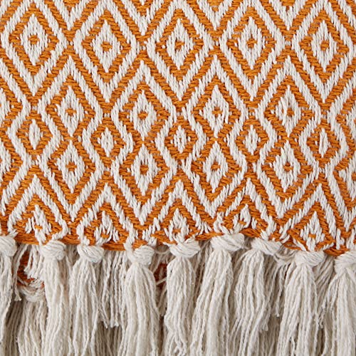 DII Rustic Farmhouse Double Diamond Woven Throw, 50x60, Pumpkin Spice - color: Pumpkin Spice, size: 50x60"