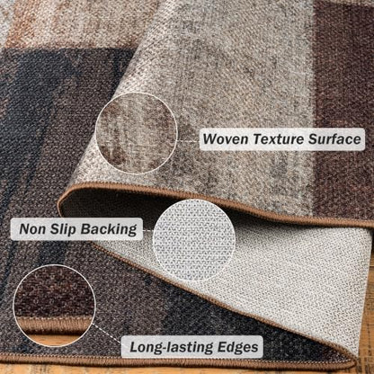 Modern Geometric Easy Jute Kitchen Runner, Brown 2x6 Runner Rug for Hallway - color: Brown, size: 2x6ft