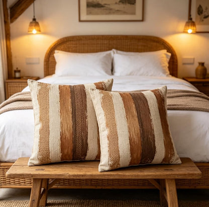 Linen Throw Pillow Covers Brush Stripe 18x18in Set of 2 - color: A20002, size: 18" x 18" (Pack of 2)