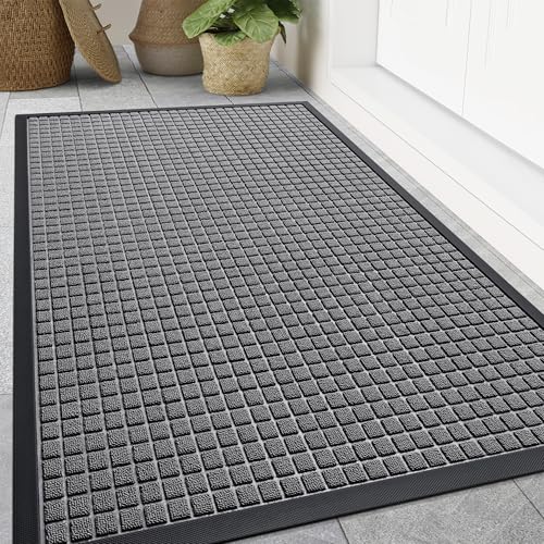 Smiry Front Door Mat Outside Entrance, Natural Rubber Doormat, 70x46.5 Inch - color: Mix Grey, size: 70" X 46.5"