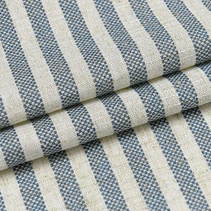Vangao Blue Stripe Linen Tiers Curtains 24 Inch Farmhouse 2 Panels - color: Boxter Striped| Blue on Beige, size: 26"W x 24"L (Pack of 2)