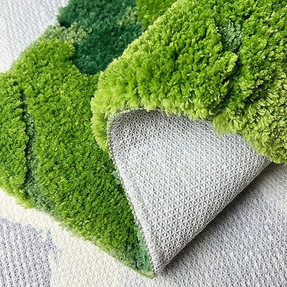 UKELER Cute Moss Bathroom Rugs Shaggy Washable Green Moss Bath Mat for Bathroom Non Slip Absorbent Bath Rugs for Shower, Tub, Sink, Toilet, Entry Way, 31''×20'' - color: Green Moss Rug 1