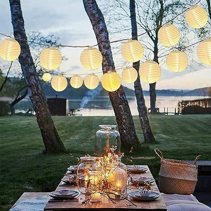 Vigdur White Paper Lantern String Lights Plug in Connectable, 9.8FT - color: White