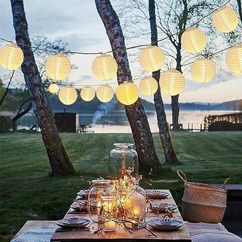 Vigdur White Paper Lantern String Lights Plug in Connectable, 9.8FT - color: White