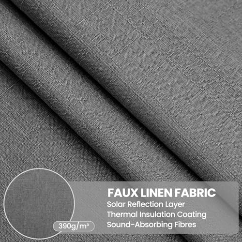Faux Linen 100% Blackout Curtains, 42" W x 54" L (2 Panels) - color: Dark Grey, size: 42"W x 54"L (Pack of 2)