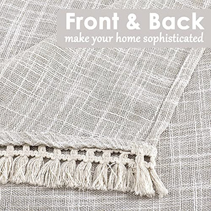 Beda Home Tassel Linen Textured Swag Curtain Valance, Nature, 36 x 63 in - color: Nature, size: 36"W x 63"L (Pack of 2)