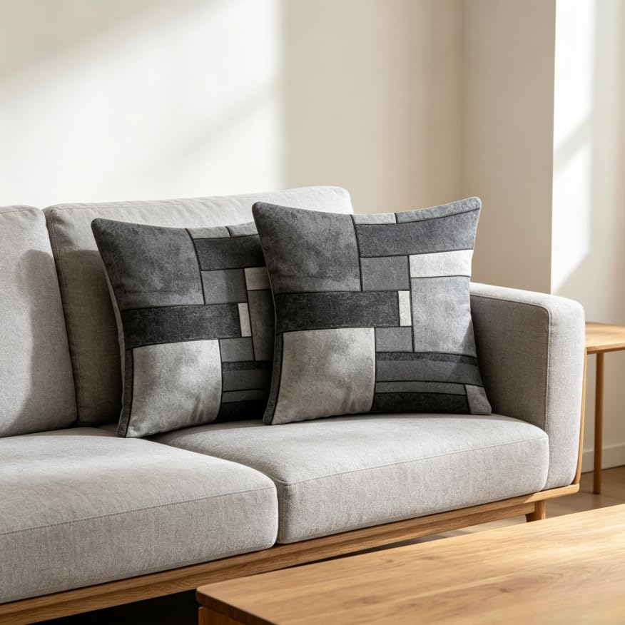 18x18 Inch Modern Grey Geometric Throw Pillow Covers Set of 2 - color: A20013, size: 18" x 18" (Pack of 2)