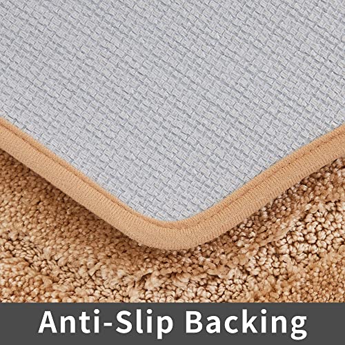 COSY HOMEER Plush Non-Slip Bath Mat Set, Beige, 20"x32" + 24"x48" - color: Beige, size: 20" x 32" + 24" x 48"