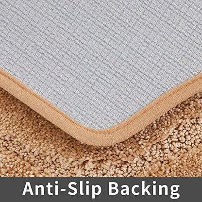 COSY HOMEER Plush Non-Slip Bath Mat Set, Beige, 20"x32" + 24"x48" - color: Beige, size: 20" x 32" + 24" x 48"