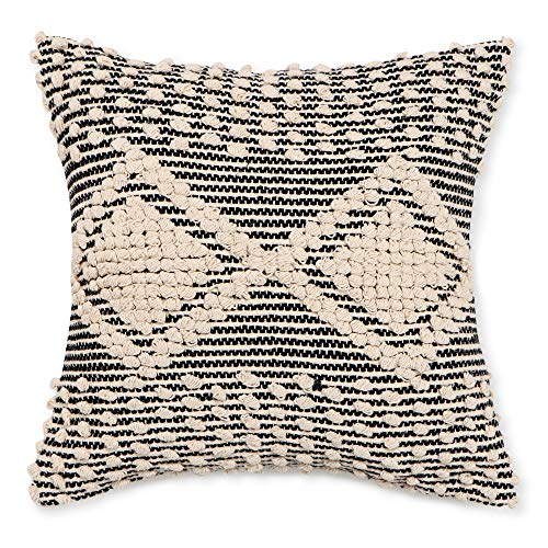 · REDEARTH · Boho Textured Handwoven Throw Pillow Cases - Diamond Medley - color: Diamond Medley Black, size: 18" x 18" (Pack of 2)
