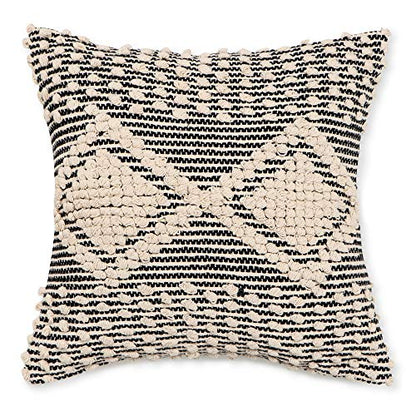 · REDEARTH · Boho Textured Handwoven Throw Pillow Cases - Diamond Medley - color: Diamond Medley Black, size: 18" x 18" (Pack of 2)
