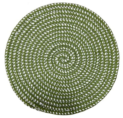 Hand Woven Round Area Rugs Living Room Bedroom Study Computer Chair Cushion Base Mat Round Carpet Lifts Basket Swivel Chair Pad Coffee Table Rug(2' Round, Green) - color: Green, size: 2' Round