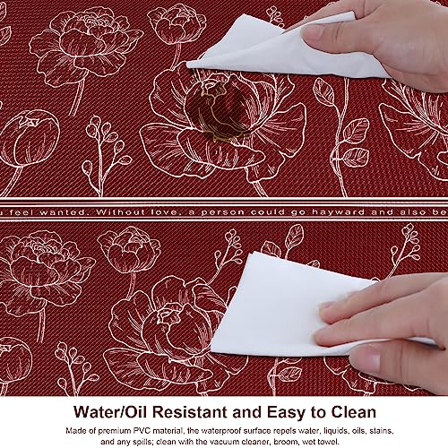 Kitchen Floor Mat Set of 2, Anti Fatigue Kitchen Mat 17"x59"+17"x29" - color: Red, size: 17"x59"+17"x29"