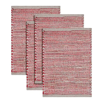 Cotton/Jute Placemats Set of 4-13x19 Inch - Natural - Red - color: Natural - Red