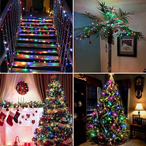 RUICHEN Fairy Lights Plug in 33 Ft 100 LED Silver Wire Lights, Multicolor - color: Multicolor