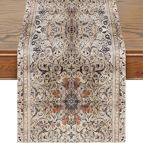 Snycler Table Runner Boho Table Runners Vintage Elegant Farmhouse Table Center Linen Decor for Home Dining Party Entrance (13x72 Inch) Boho-Brown - color: Boho-brown, size: 13" x 72"