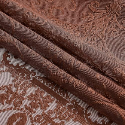 TUDECO Brown Lace Floral Curtains 72 Inch Long, Ruffle Edge, 2 Panels - color: Brown, size: 59"W x 72"L (Pack of 2)