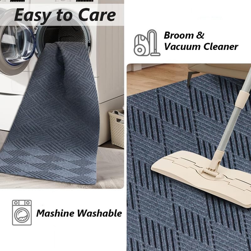 Runner Rug Non Slip, 1FT x 6FT Washable Area Rug Indoor Outdoor Rubber Back Carpet Mat for Hallway Kitchen Entryway Laundry Room Foyer Balcony Living Room, Grey