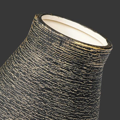 Black Ceramic Flower Vase, 10 Inch - color: Black and Gold, size: 10 inch