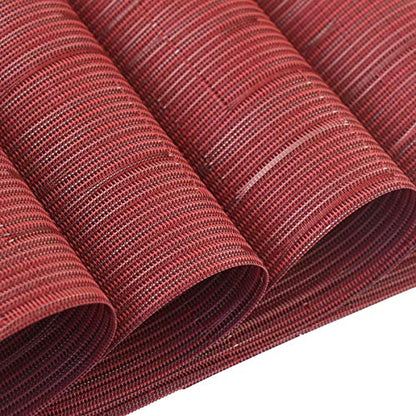 PIGCHCY Placemats,Washable Durable Vinyl Woven Table Mats,Elegant Heat Resistant Placemats for Dining Table Set of 4 (18 x 12 inches,Burgundy Red) - color: C: Red Burgundy, size: 4 Placemats