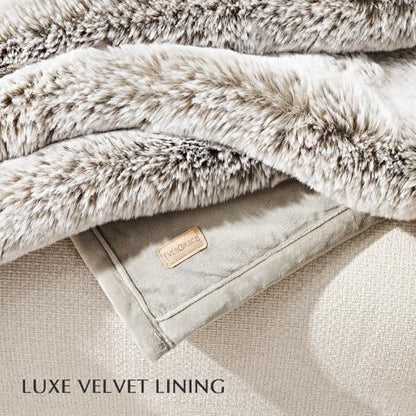 EverGrace Faux Chinchilla Fur Throw Blanket, 72"x90", Champagne Fawn - color: Champagne Fawn, size: 72"x90"