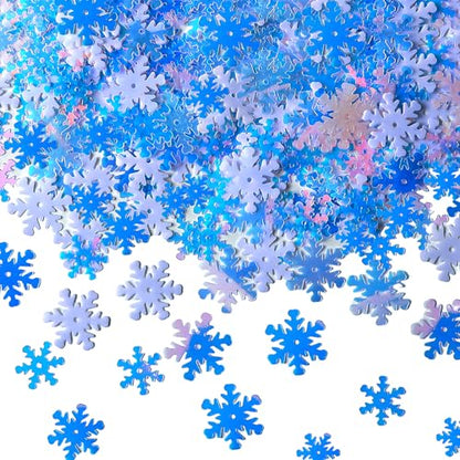 MARFOREVER Christmas Snowflakes Confetti Decorations, Iridescent Clear White Snowflake Table Confetti Mixed Winter Glitter Sequins for Xmas Winter Wonderland Party Home Decoration - style: Winter