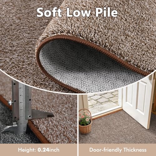 2x6 Coffee/White Runner Rug Washable Non-Slip for Kitchen Hallway Bathroom - color: 10 Coffee/White, size: 2' x 6' (Runner)