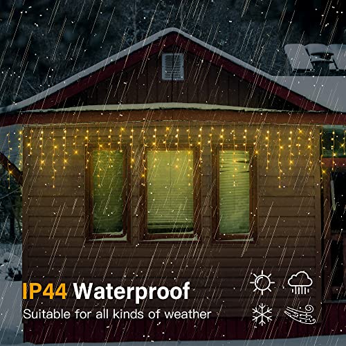 300 LED Icicle Lights,33FT Icicle Christmas Lights Warm White - color: Warm White