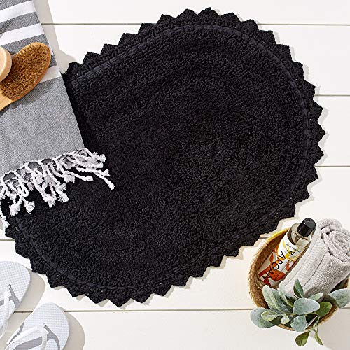 DII Crochet Collection Reversible Bath Mat, Small Oval, 17x24, Black - color: Black, size: 1'5" x 2' (Oval)