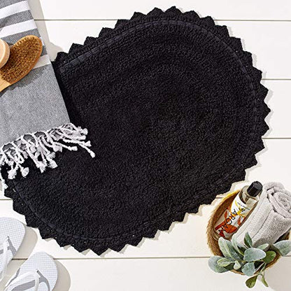 DII Crochet Collection Reversible Bath Mat, Small Oval, 17x24, Black - color: Black, size: 1'5" x 2' (Oval)