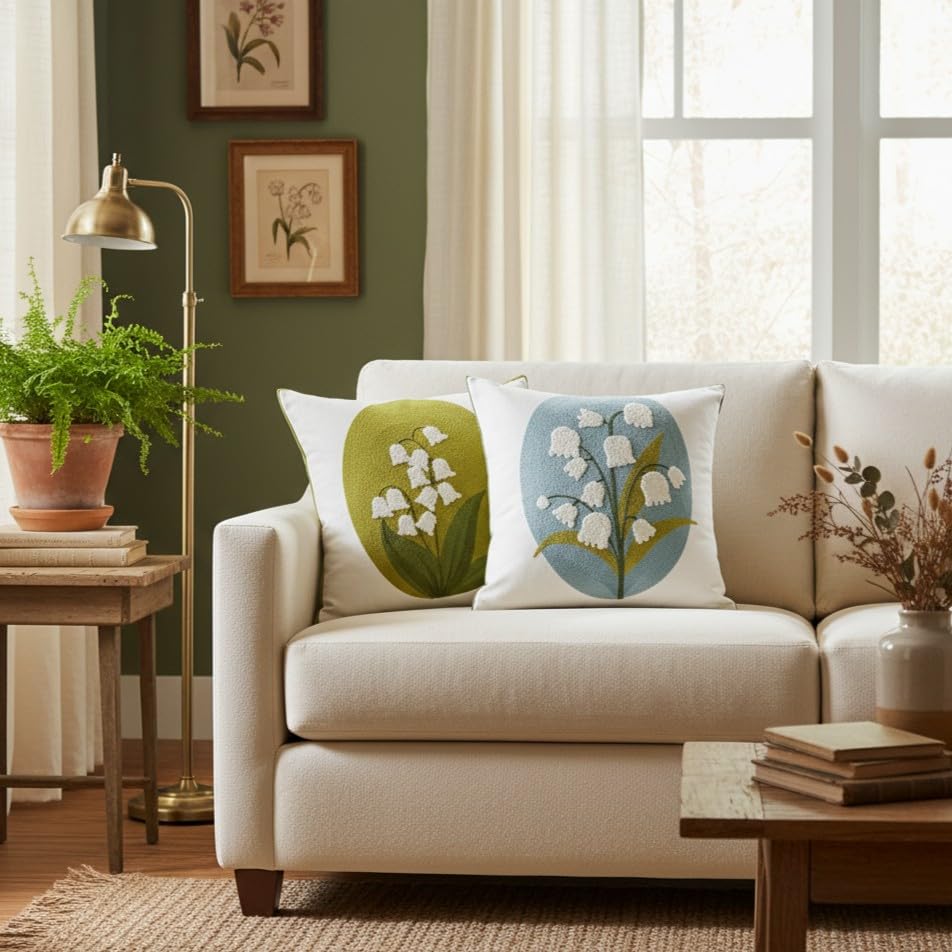 Pack of 2 Embroidered Decorative Throw Pillow Cover 18x18 Inch