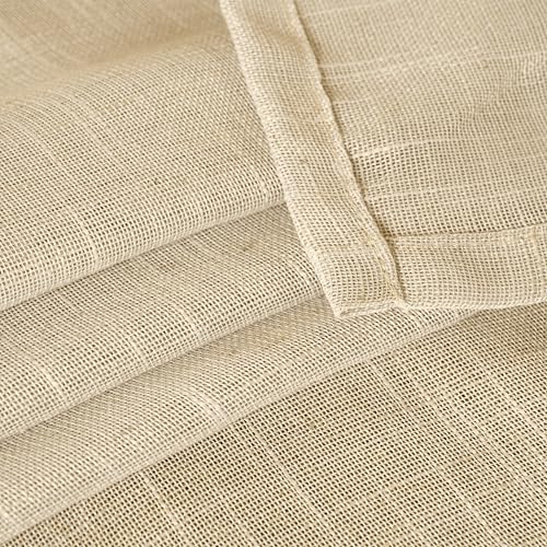 YoungsTex Tan Linen 세미 시어 커튼 86.4 x 101.6cm(34 x 40인치) - color: Buralp Natural, size: 34"W x 40"L (Pack of 2)