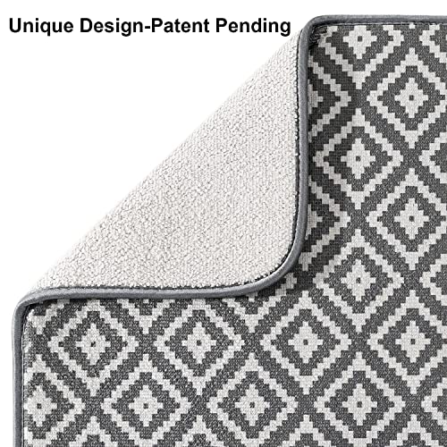 Dish Drying Mat for Kitchen Counter,Microfiber Machine Washable Dishes Matt - color: Dark Gray 2p 19.2*15.8