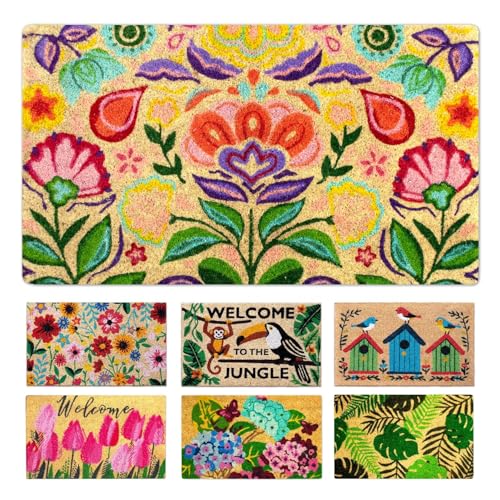 Coir Door Mats Outdoor and Indoor, Dalias, 16 x 27,5 in - color: Dalias