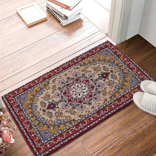 TUBAMQ Ethnic Door Mat, 17 x 30 Inch Persian Tribal Texture Welcome Doormat Decorative Home Floor Mat, Non Slip Rubber Back and Strong Water Absorption for Outdoor Indoor Entrance Decor - color: Ethnic Tribal Texture