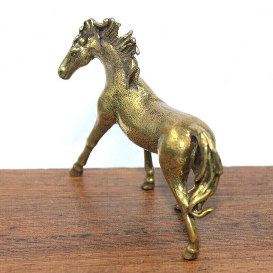 TEAMWILL Small Brass Metal Statue Ornament Animal Figurines Figurine House Office Table Decoration (Horse) - style: Horse