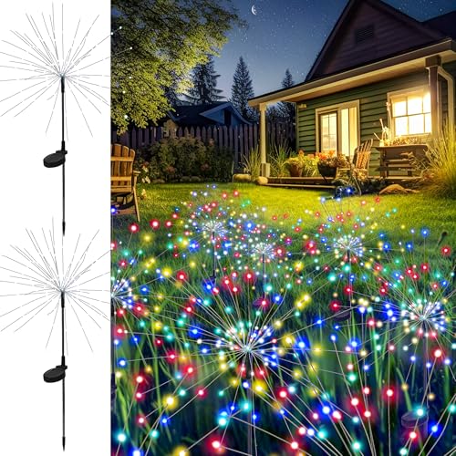 GIGALUMI 2 Pack Solar Firework Lights Outdoor, Garden Decor, Multicolored - color: Multicolor, size: 2 PACK
