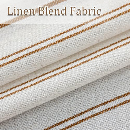 MYSKY HOME Linen Striped Curtains for Bedroom Light Brown 63 Inch 2 Panels - color: Light Brown, size: 50"W x 63"L (Pack of 2)