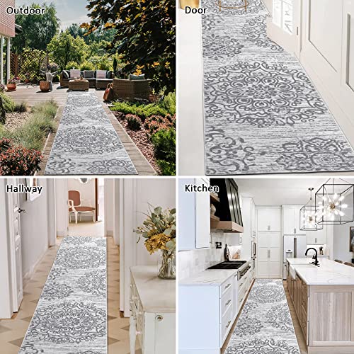 HEBE Hallway Runner Rug 2'x10', Washable Non Slip Kitchen Rug Runner - color: Grey, size: 2' x 10' (Rectangular)
