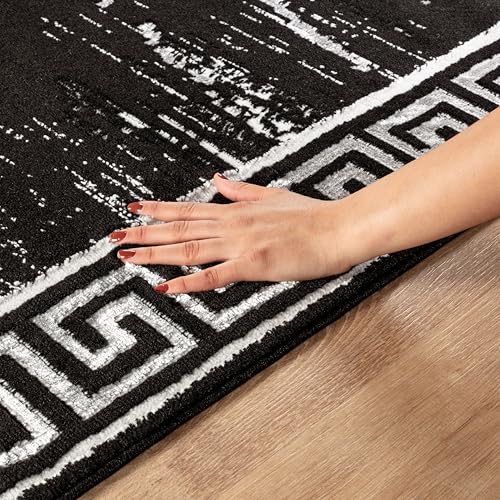 GLORY RUGS Area Rugs Marble 4x5 Black Gray Carpet Modern Abstract Rug Living Room Dining Bedroom Rug - color: Black Gray, size: 4' x 5' (Rectangular)
