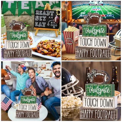 4Pcs Football Table Decoration Happy Football Wooden Block Sign - style: Football