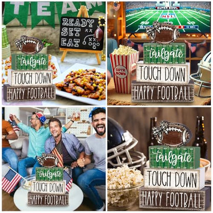 4Pcs Football Table Decoration Happy Football Wooden Block Sign - style: Football