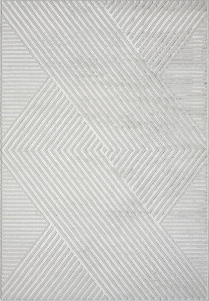 Abani Neutral Grey Area Rug 5' x 8' for Living Room, Bedroom - Criss Cross Line Zen Reiki Pattern - Durable & Easy to Clean - color: Grey, size: 5' x 8' (Rectangular)