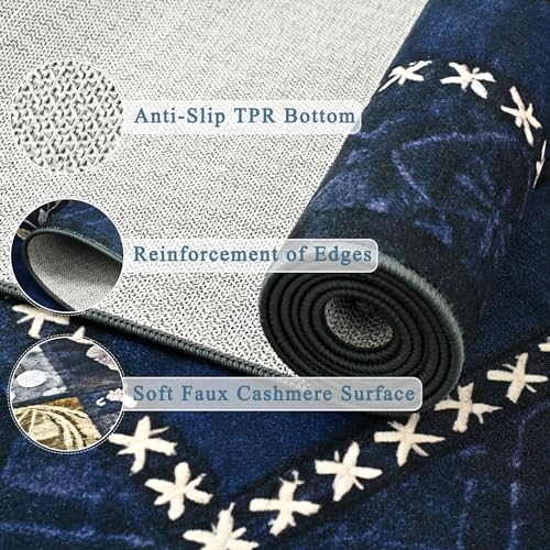 Tepook 5x7 Navy Blue Area Rugs for Living Room Bedroom - color: Blue-b, size: 5' x 7' (Rectangular)