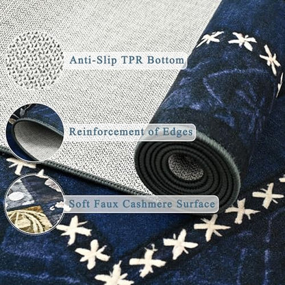 Tepook 5x7 Navy Blue Area Rugs for Living Room Bedroom - color: Blue-b, size: 5' x 7' (Rectangular)