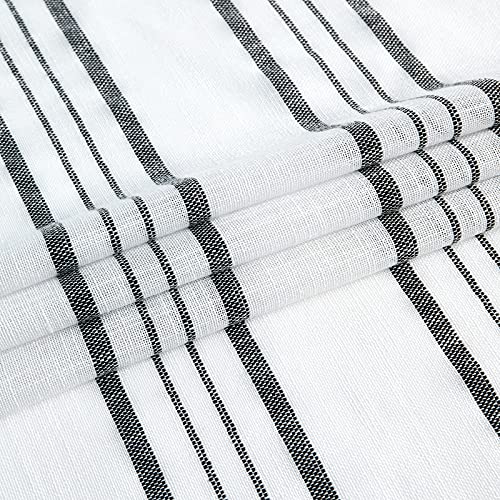 SXZJTEX Black White Striped Linen Curtains 90 Inch Bedroom Living Room - color: Black, size: 42"W x 90"L (Pack of 2)