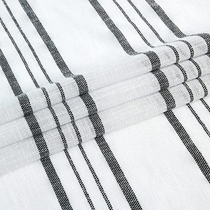 SXZJTEX Black White Striped Linen Curtains 90 Inch Bedroom Living Room - color: Black, size: 42"W x 90"L (Pack of 2)